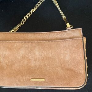 Rebecca Minkoff Brown Leather Shoulder Bag with Gold Chain